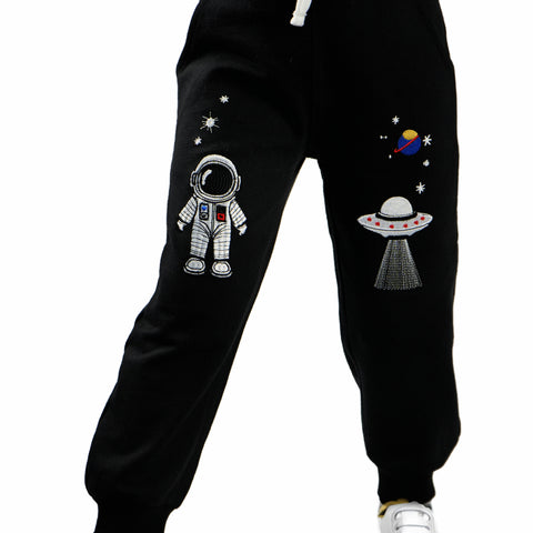 Young Astronaut 100% Cotton with Playful Embroidery Pants