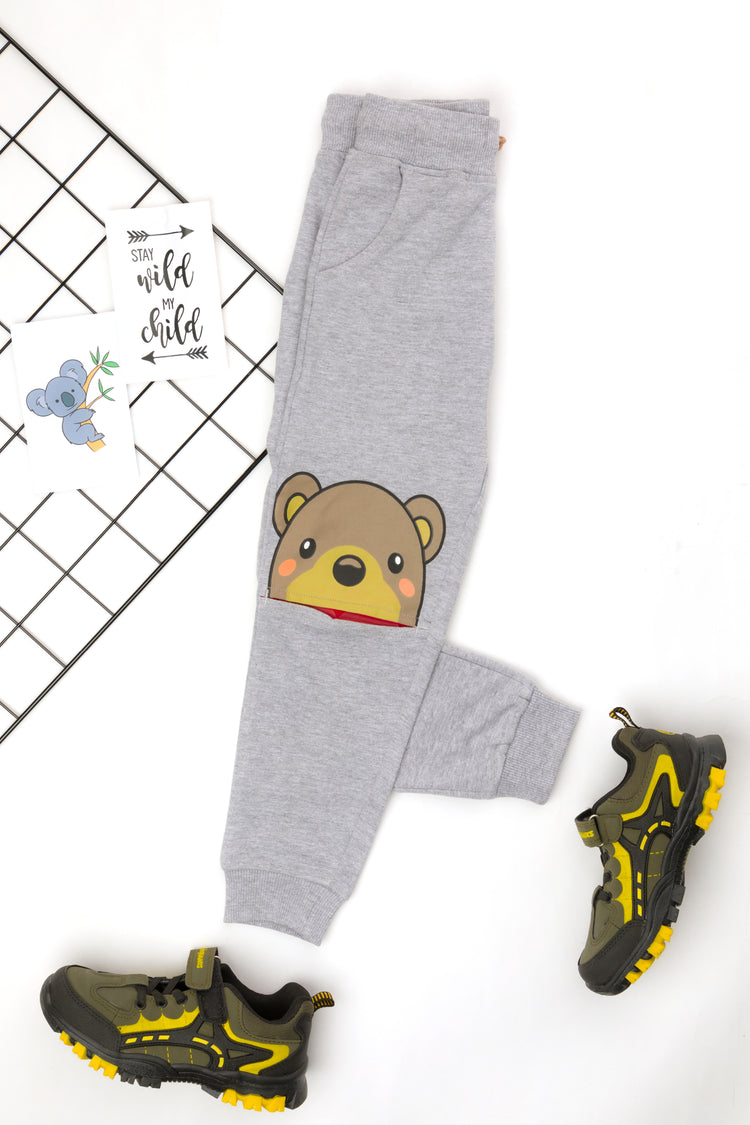 Toddler Boys 3D Knee Bear Pants