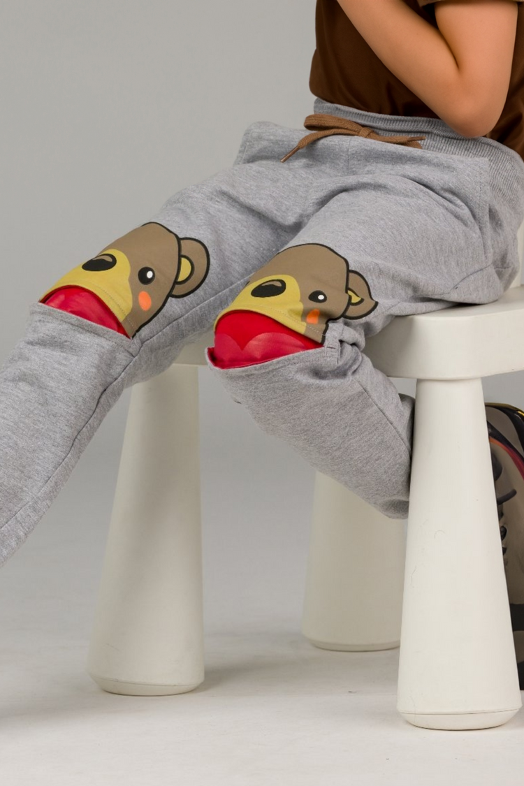 Toddler Boys 3D Knee Bear Pants
