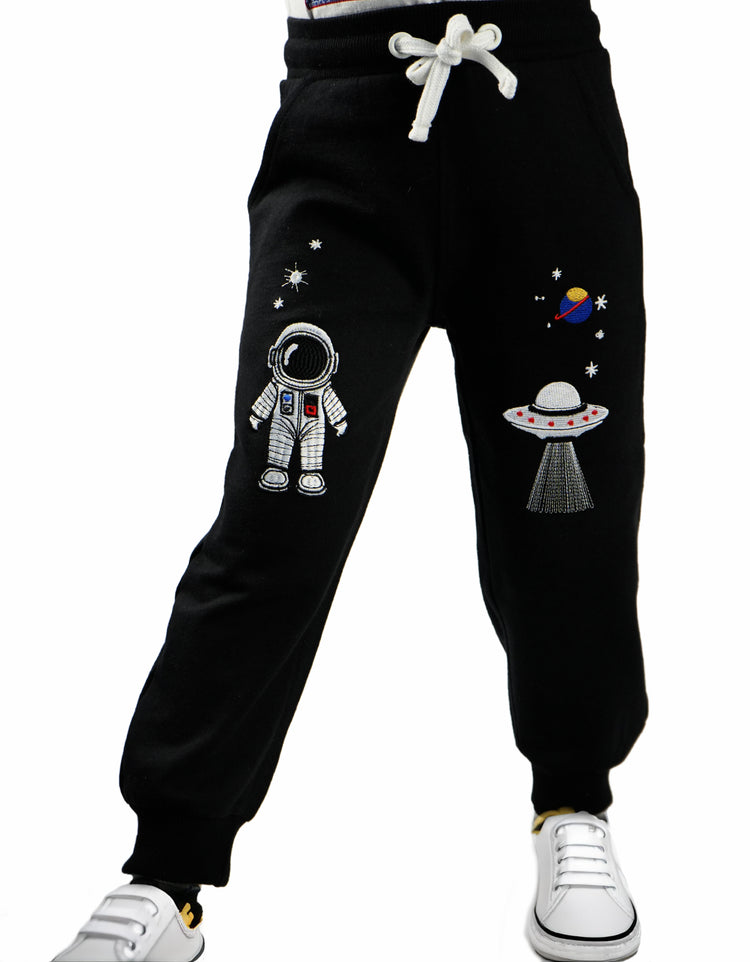 Young Astronaut 100% Cotton with Playful Embroidery Pants