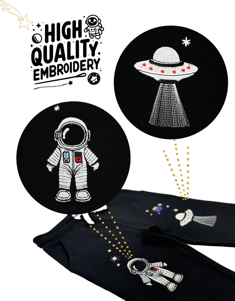 Young Astronaut 100% Cotton with Playful Embroidery Pants