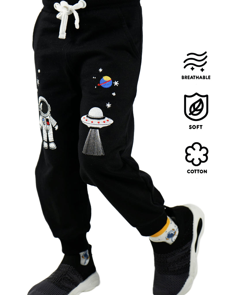 Young Astronaut 100% Cotton with Playful Embroidery Pants