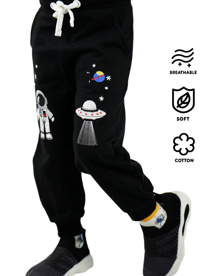 Young Astronaut 100% Cotton with Playful Embroidery Pants