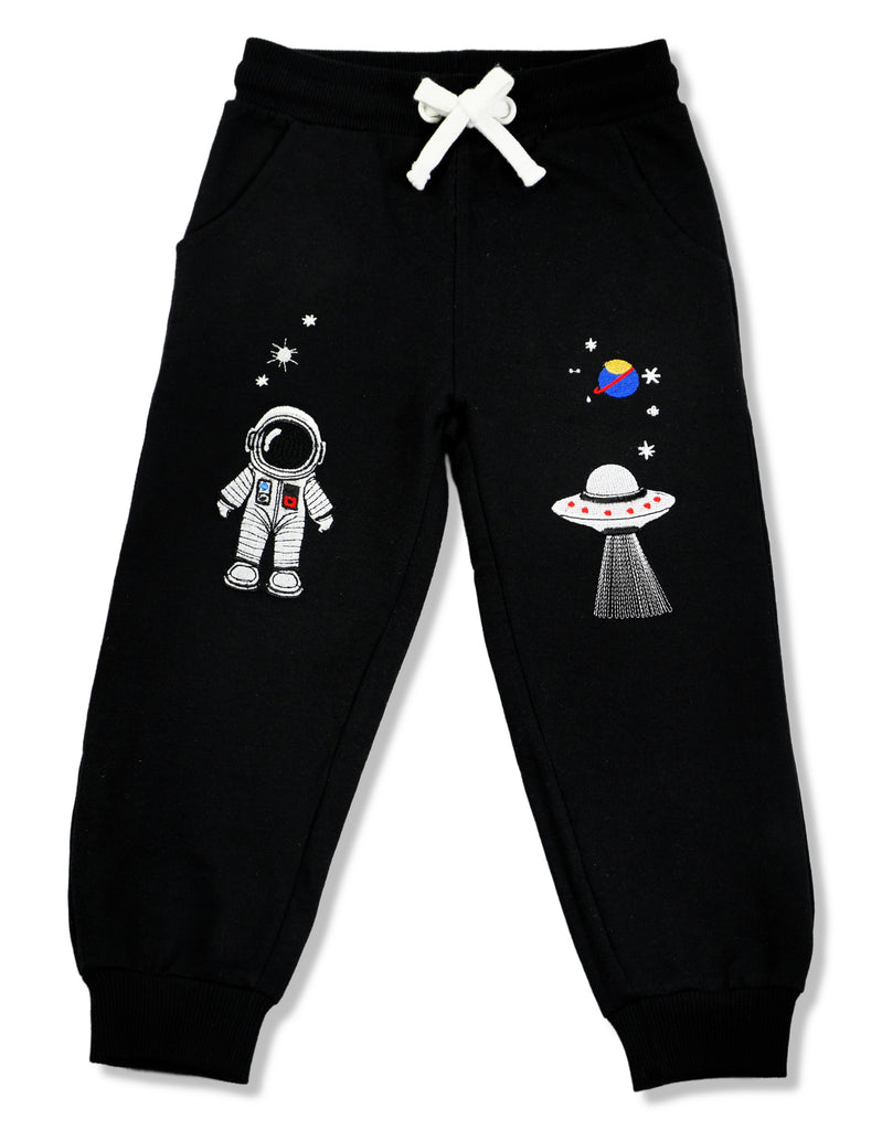 Young Astronaut 100% Cotton with Playful Embroidery Pants