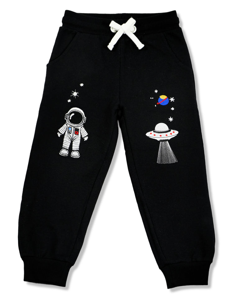 Young Astronaut 100% Cotton with Playful Embroidery Pants