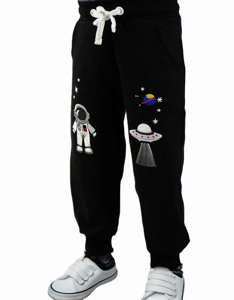 Young Astronaut 100% Cotton with Playful Embroidery Pants