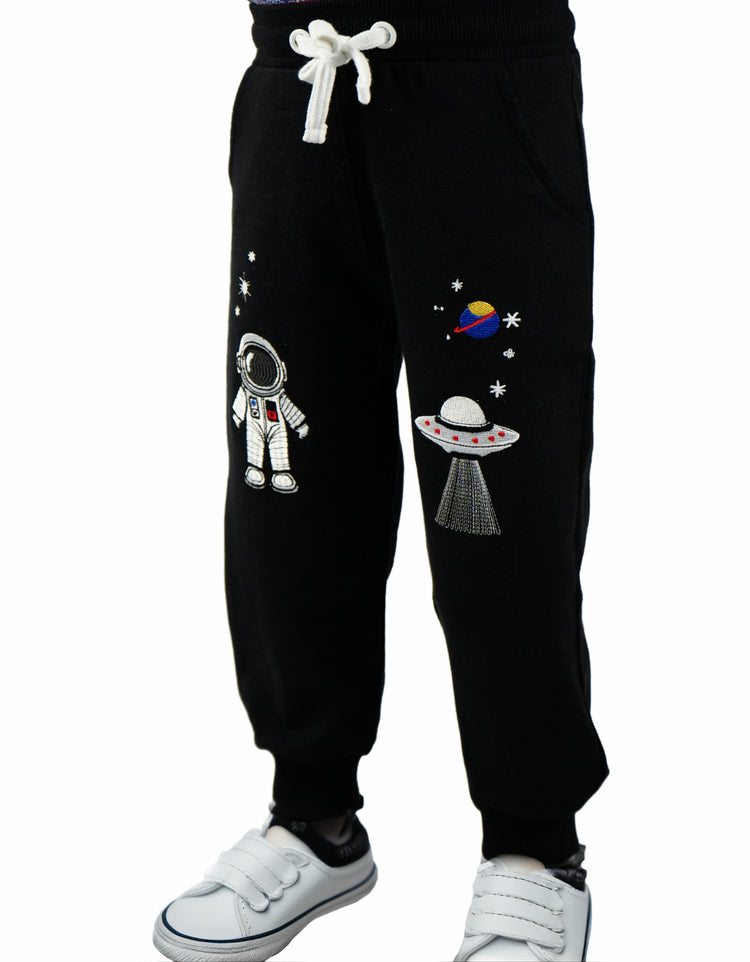 Young Astronaut 100% Cotton with Playful Embroidery Pants