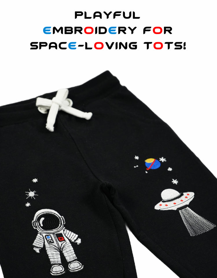 Young Astronaut 100% Cotton with Playful Embroidery Pants